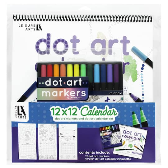 Leisure Arts&#xAE; Dot Art 12&#x27;&#x27; x 12&#x27;&#x27; Calendar with Markers Set